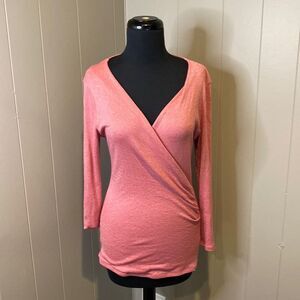 Michael Stars Women’s One Size Tunic Top Front Wrap Long Sleeve Shimmery